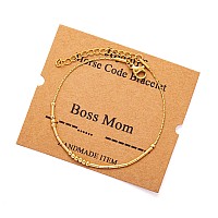 Joycuff Boss Mom Gifts For Women Morse Code Bracelets For Women Mother Mom Inspirational Motivational Encouragement Stianless St