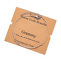 Joycuff Grammy Gifts For Women Morse Code Bracelets For Women Mother Mom Mothers Day Birthday Christmas Stianless Steel Jewelry