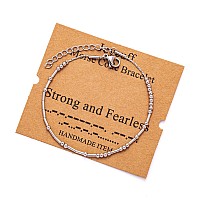 Joycuff Strong And Fearless Morse Code Bracelets For Women Girls Mother Daughter Friend Inspirational Motivational Encouragement