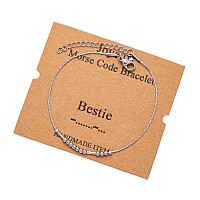 Joycuff Bestie Best Friend Bracelets Funny Gifts Morse Code Bracelets For Women Best Friend Sister Birthday Christmas Stianless