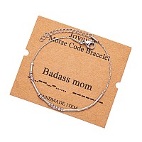 Joycuff Badass Mom Jewelry For Women Gifts For Women Morse Code Bracelets For Women Mother Mom Mothers Day Birthday Christmas St