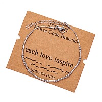 Joycuff Teach Love Inspire Morse Code Bracelets For Women Girls Mother Daughter Friend Inspirational Motivational Encouragement