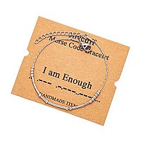 Joycuff I Am Enough Morse Code Bracelets For Women Girls Mother Daughter Friend Inspirational Motivational Encouragement Stianle