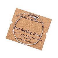 Joycuff Best Friend Funny Gifts Morse Code Bracelets For Women Best Friend Sister Birthday Christmas Stianless Steel Graduation