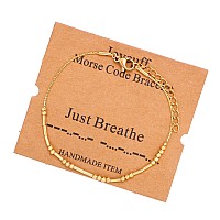 Joycuff Just Breathe Morse Code Bracelets For Women Girls Mother Daughter Friend Inspirational Motivational Encouragement Stianl