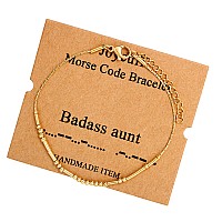 Joycuff Badass Aunt Bracelet Morse Code Gifts For Women Morse Code Bracelets Inspirational Motivational Encouragement Stianless