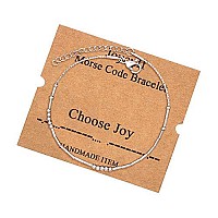 Choose Joy Morse Code Bracelets For Women Girls Mother Daughter Friend Inspirational Motivational Encouragement Stianless Steel