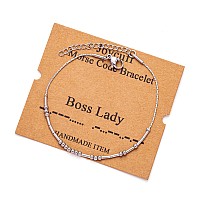 Joycuff Boss Lady Gifts For Women Morse Code Bracelets For Women Mother Mom Mothers Day Birthday Christmas Stianless Steel Jewel