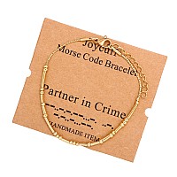 Joycuff Partner In Crime Friend Gifts For Women Unique Funny Gifts Morse Code Bracelets For Women Sister Birthday Christmas Stia