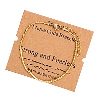 Joycuff Strong And Fearless Morse Code Bracelets For Women Girls Mother Daughter Friend Inspirational Motivational Encouragement