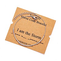 Joycuff I Am The Storm Morse Code Bracelets For Women Girls Mother Daughter Friend Inspirational Motivational Encouragement Stia