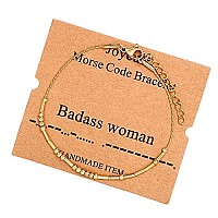 Joycuff Badass Woman Gifts Morse Code Bracelets For Women Girls Mother Daughter Friend Inspirational Motivational Encouragement