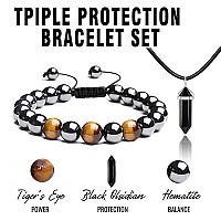 Triple Protection Bracelet For Protection Bring Luck And Prosperity Energy Healing Bracelet Relief Hematite Bracelet Set Tig