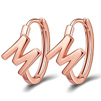 Initial Hoop Earrings For Women 14K Gold Huggie Hoop Earrings H Rose Gold Plated Earring For Girls Christmas Gifts