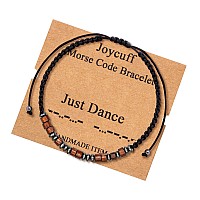 Joycuff Just Dance Friendship Gifts Morse Code Bracelets Gift For Men Women Girls Birthday Christmas Gifts Cord Wrap Wood Beads