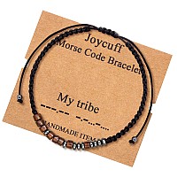 Joycuff My Tribe Women Birthday Morse Code Bracelets Gift For Men Women Girls Birthday Christmas Gifts Cord Wrap Wood Beads Brac