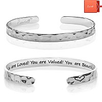 Carviell Inspirational Bracelets For Women Personalized Encouragement Cuff Bracelet For Teen Girls Mom Sister Cousin Gifts