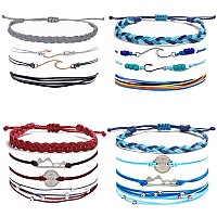 Huasai Vsco String Bracelets For Teen Girls Women Waterproof Boho Rope Bracelets Wave Surfer Bracelets Summer Beach Anklets 16Pc