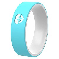 Thunderfit Silicone Wedding Rings For Men And Women Laser Printed Design 6Mm Width 2Mm Thick Heart Sky Blue Hwhite Size