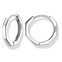 Milacolato 925 Sterling Silver Small Hoop Earrings For Women 18K White Gold Plated Geometric Huggie Hoop Earrings Hypoallergenic