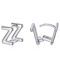 Initial Hoop Earrings For Women Silver Plated Letters Z Initial Earrings Valentines Day Gifts For Women