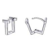 Initial Hoop Earrings For Women Silver Plated Letters T Initial Earrings