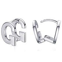 Initial Hoop Earrings For Women Silver Plated Letters G Initial Earrings Valentines Day Gifts For Women