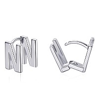 Initial Hoop Earrings For Women Silver Plated Letters N Initial Earrings Valentines Day Gifts For Women