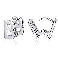 Initial Hoop Earrings For Women Silver Plated Letters B Initial Earrings Valentines Day Gifts For Her