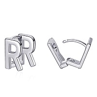 Initial Hoop Earrings For Women Silver Plated Letters R Initial Earrings Valentines Day Gifts For Women