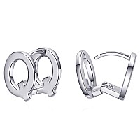 Initial Hoop Earrings For Women Silver Plated Letters Q Initial Earrings Valentines Day Gifts For Women