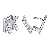 Initial Hoop Earrings For Women Silver Plated Letters K Initial Earrings Valentines Day Gifts For Women