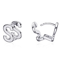 Initial Hoop Earrings For Women Silver Plated Letters S Initial Earrings Valentines Day Gifts For Women