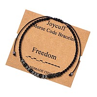 Joycuff Morse Code Bracelet For Women Men Teens Trendy Handmade Adjustable Bead Strand Bracelet Unique Funny Christmas Birthday