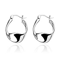 Sterling Silver Hoop Earrings For Women14K White Gold Earrings Hypoallergenic Chunky Huggie Silver Hoops Small Fashion Dainty E