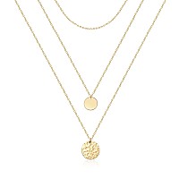 Giftall Layered Necklace For Women 14K Real Gold Plated Choker Necklace Coin Pendant Necklace