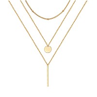 Necklaces For Women Gold Plated Necklace For Women Layered Necklace For Women 14K Real Gold Beads Choker Necklace Bar Necklace C