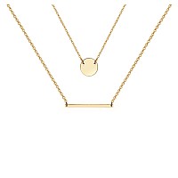 Giftall Layered Necklace For Women 14K Gold Plated Disc Choker Necklace Bar Pendant Necklace