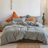 Simpleopulence 100 Linen Duvet Cover Set 3Pcs Basic Style Natural French Washed Flax Solid Color Soft Breathable Farmhouse Beddi