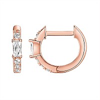 Pavoi 14K Rose Gold Plated 925 Sterling Silver Post Womens Huggie Earrings Small Gold Hoop Earrings Cz Huggie Earrings Ba