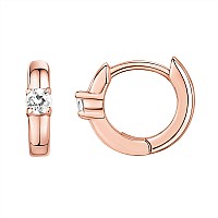 Pavoi 14K Rose Gold Plated 925 Sterling Silver Post Womens Huggie Earrings Small Gold Hoop Earrings Cz Huggie Earrings Ro