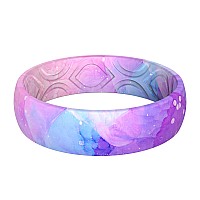 Thunderfit Silicone Wedding Bands For Women Printed Design 55Mm Width 18Mm Thick Watercolor 2 Size 665 1690Mm