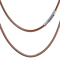 Ioyyio Flexible Genuine Leather Necklace Cord With Durable Clasp2Mm3Mm Width16 32 Inch Blackbrown Rope Chain Necklace Fo