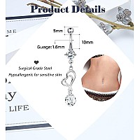 Drperfect 14G Belly Button Rings Dangle For Women Surgical Steel Navel Rings Body Piercing Jewelry