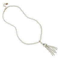 Betsey Johnson Ghost Fringe Pendant Long Necklace