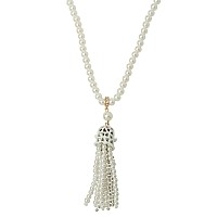 Betsey Johnson Ghost Fringe Pendant Long Necklace