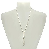 Betsey Johnson Ghost Fringe Pendant Long Necklace