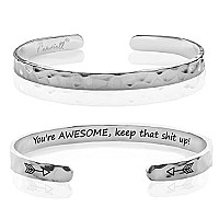 Carviell Inspirational Bracelets Funny Gifts For Women For Mom Best Friend Engraved Cuff Jewelry