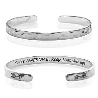 Carviell Inspirational Bracelets Funny Gifts For Women For Mom Best Friend Engraved Cuff Jewelry