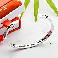 Carviell Inspirational Bracelets Funny Gifts For Women For Mom Best Friend Engraved Cuff Jewelry